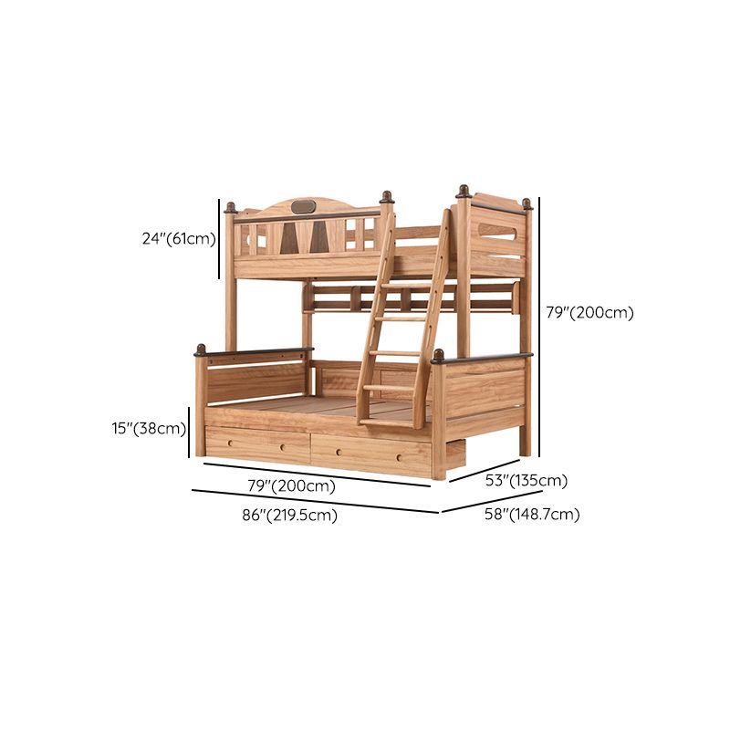 Solid Wood Bunk Bed Mid-Century Modern Storage Gender Neutral Kids Bed