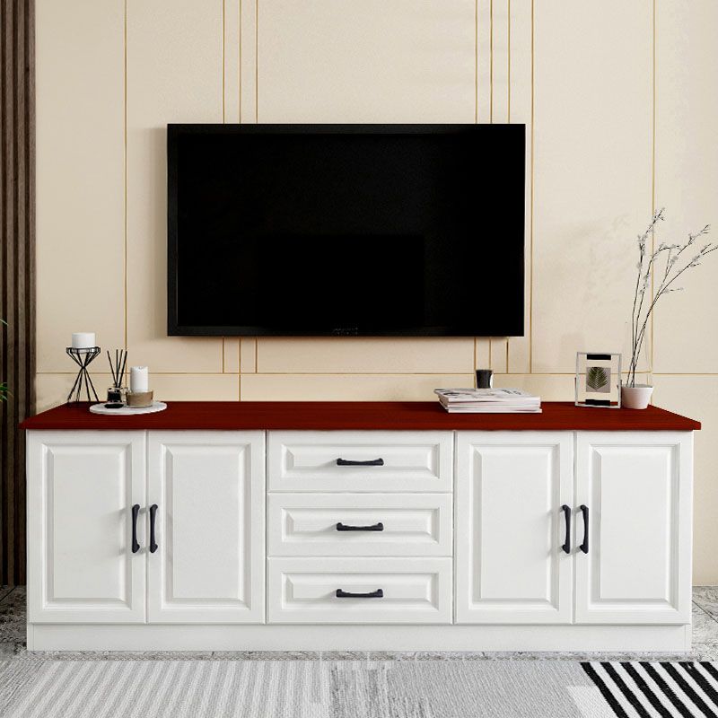 Scandinavian White TV Console Living Room TV Stand with Drawers and Cabinets