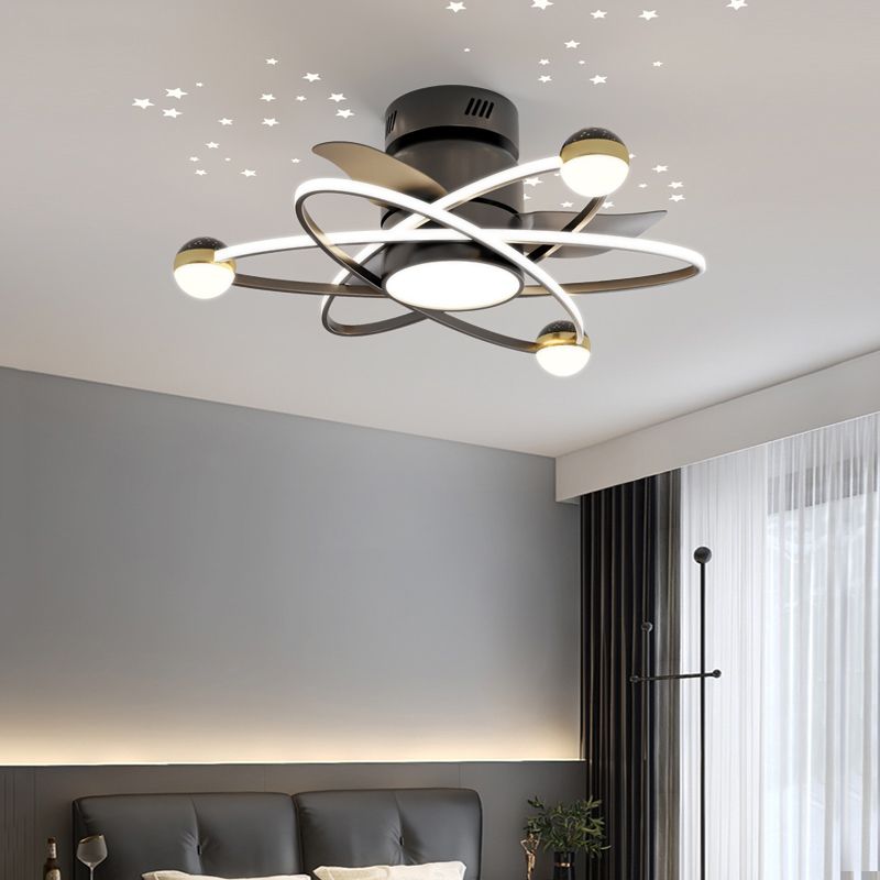 Geometric Shape Metal Ceiling Fans Modern Style Multi-Lights Ceiling Fan Fixture