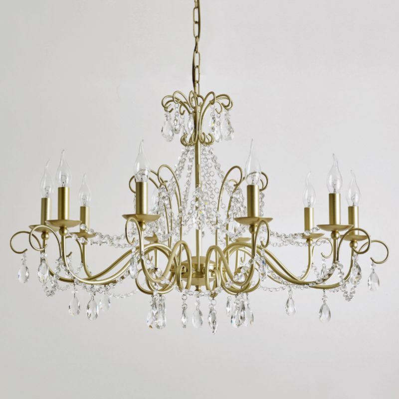 Candelabra glazen hanger kroonluchter traditionele woonkamer kroonluchter verlichting in goud