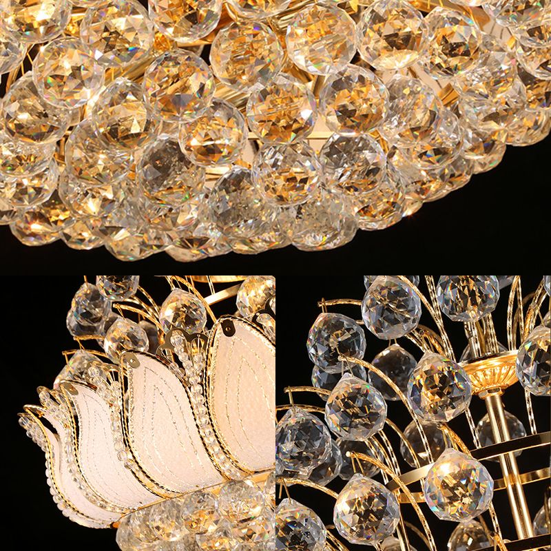 Lutus Gold Hanging Light Contemporary 9/11 Lights Faceted Crystal Ball Chandelier Lightture, 18,5 "/23,5" de large