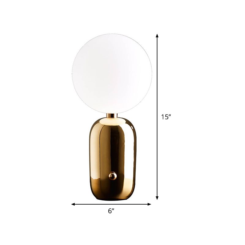 6"/8" W Globe Frosted Glass Night Light Modern 1 Light Gold Metal Nightstand Lighting with Capsule Base for Living Room