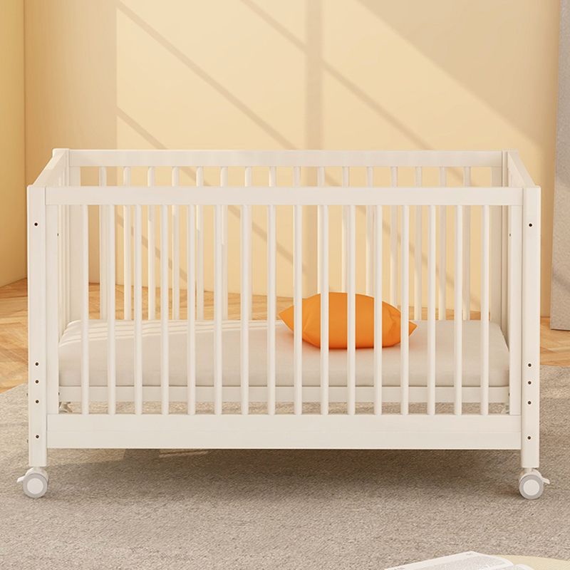 Convertible Crib Baby Crib Beech White Nursery Crib with Casters