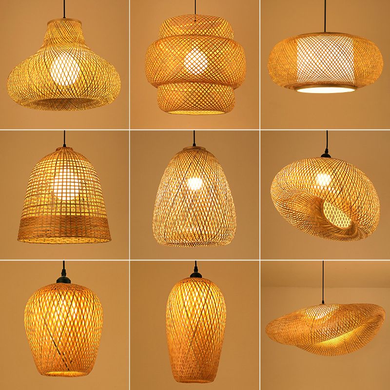 Luce a sospensione a sospensione tessuta a mano moderna Rattan 1 Luce Light Light