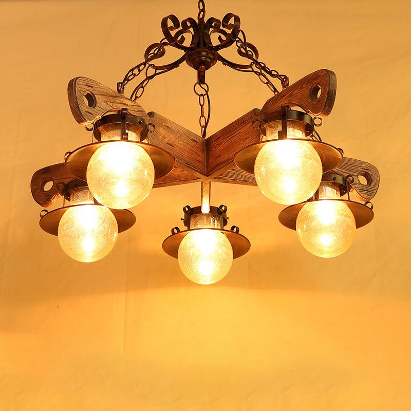 5/9 luces Lucina de colgante de bolas Cognac Cognaced Glass Chandelier industrial en óxido