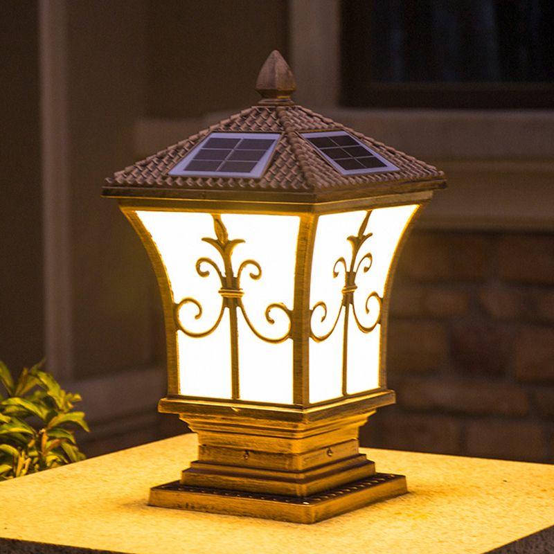 Modern Simple Aluminum Outdoor Light Solar Energy Pillar Lamp for Garden