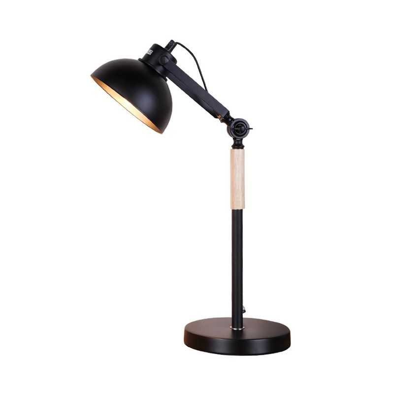 1 Head Bowl Desk Light Modernism Metal Night Table Lamp in White/Black with Rotating Node