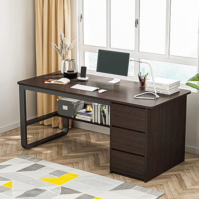 Contemporary Style Engineered Wood Desk Rectangle Desk with Drawers for Office