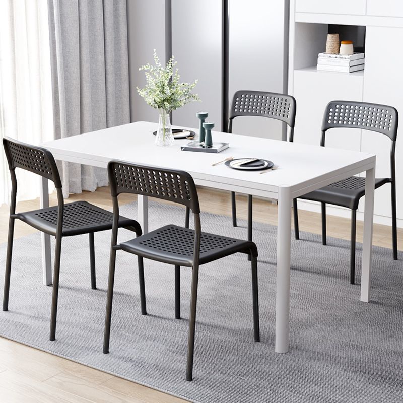 Contemporary Kitchen Stackable Open Back Plastic Dining Side Chair