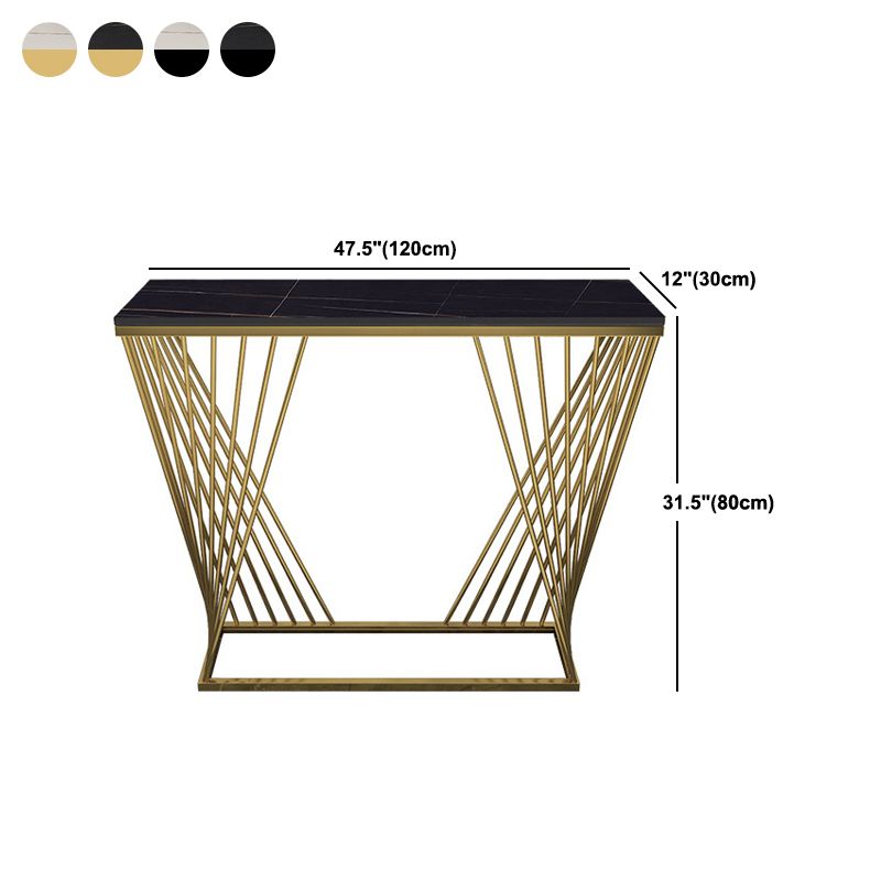 Modern Stone Console Sofa Table Rectangle Iron End Table for Hall