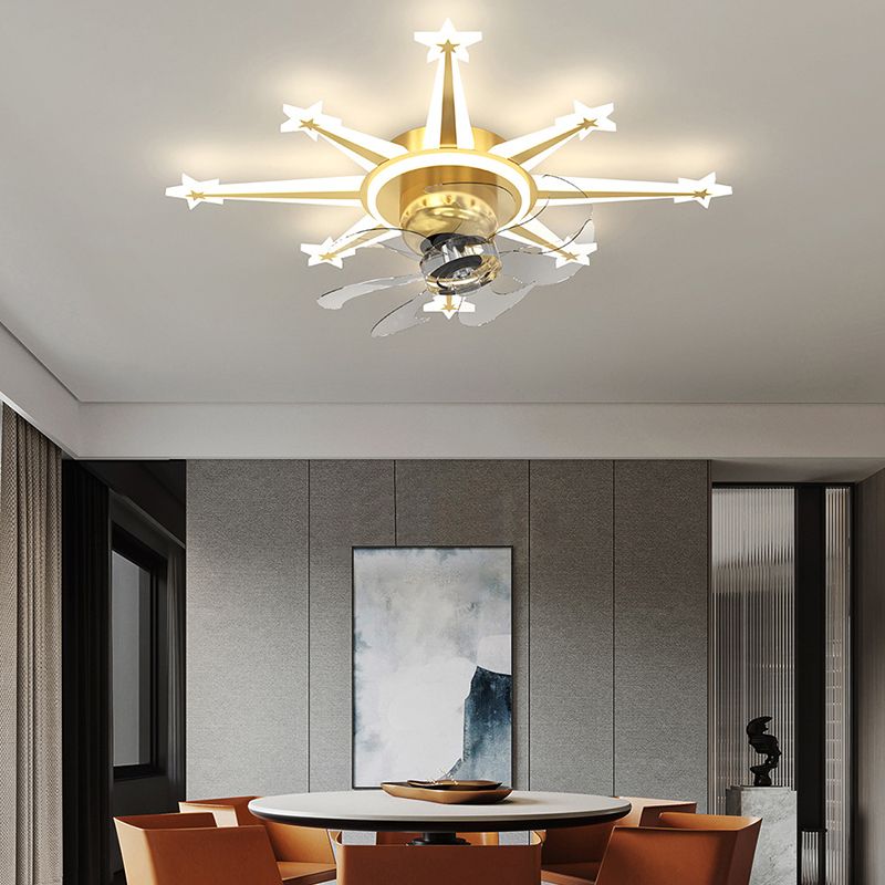 7-Blade LED Fan with Light Contemporary Golden/Black Ceiling Fan for Home