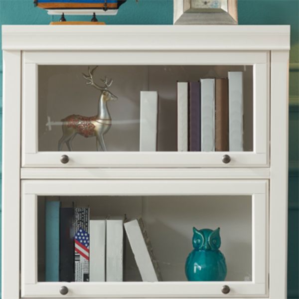 White Colour Wooden Standard Bookcase Contemporary Closed Back Bookshelf with Door