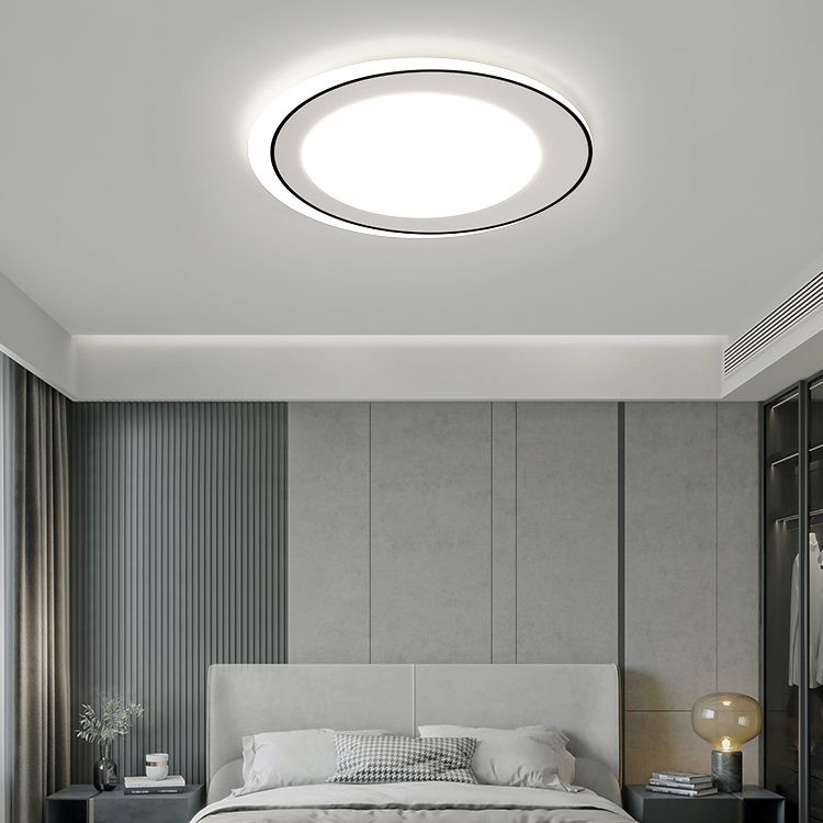 Modern Metal Flush Mount Circular Shape Ceiling Light with Acrylic Shade for Bedroom