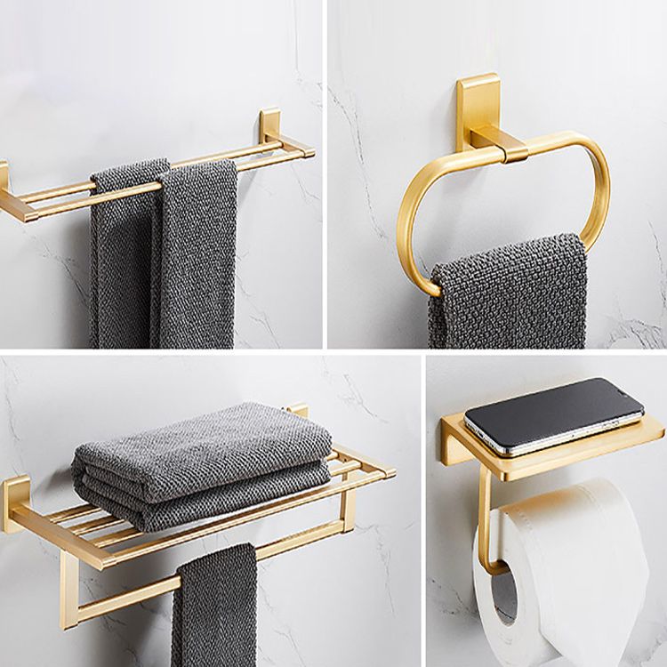 Golden Modern 5-Piece Bathroom Accessory Set Brushed Brass Towel Bar/Paper Holder