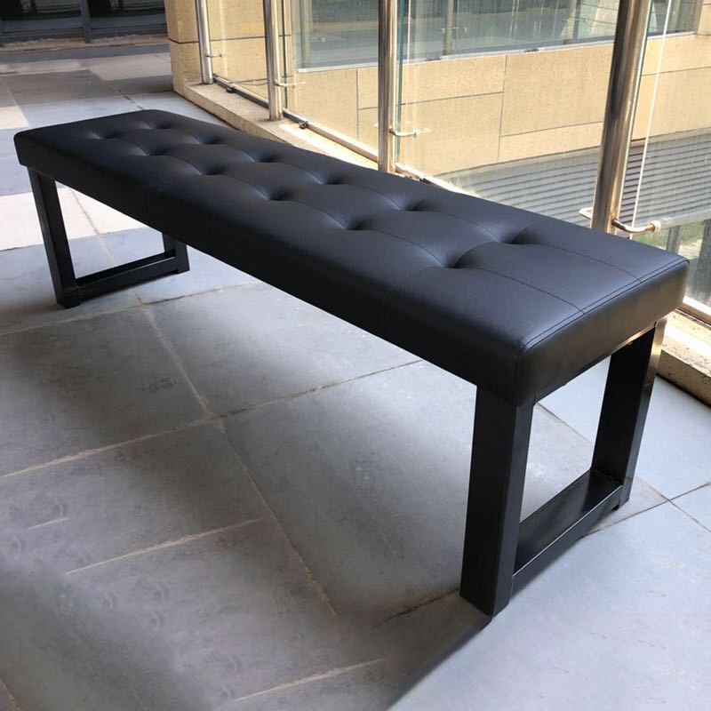 Metal Cushioned Entryway Bench 15.7 Inch Wide Modern Seating Bench