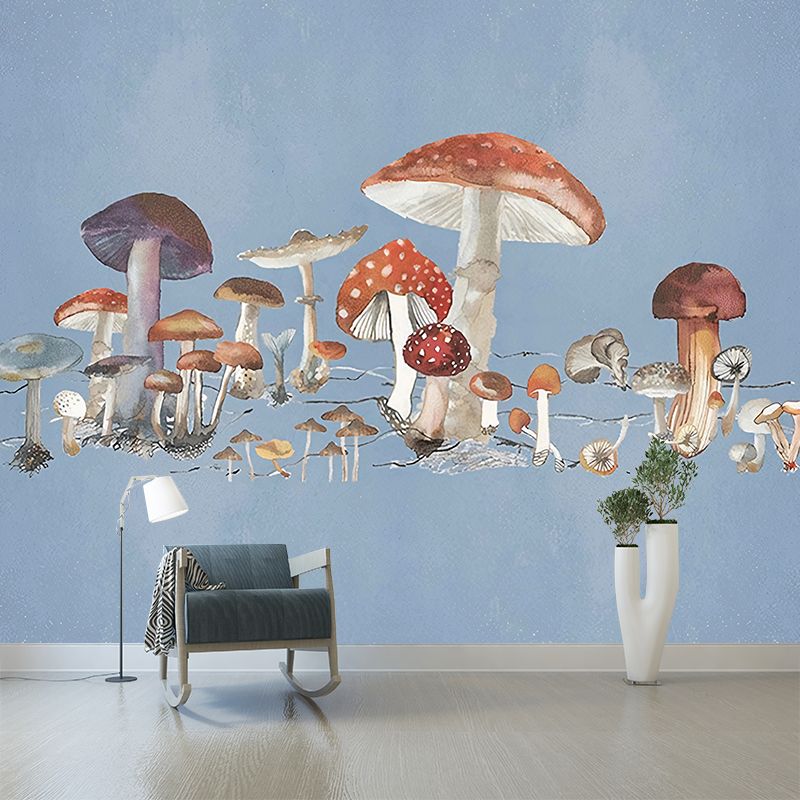 Illustration Mushroom Murals Wallpaper Whole Wall Covering for Childrens Bedroom, Custom Print