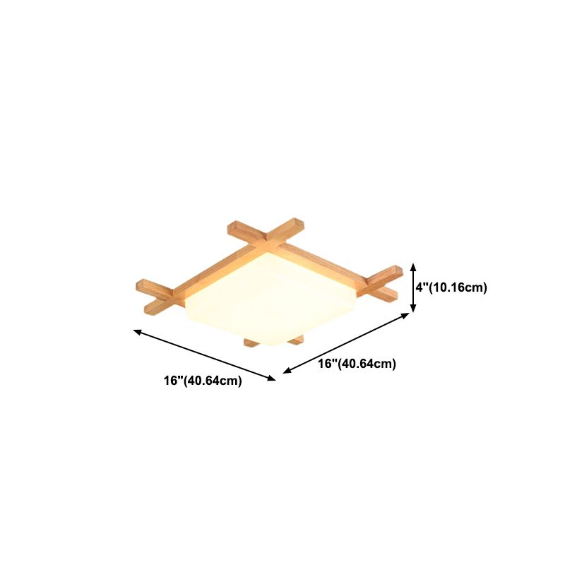 Geometric Shape Flush Mount Modern Wood Ceiling Light Fixture for Living Room in Brown