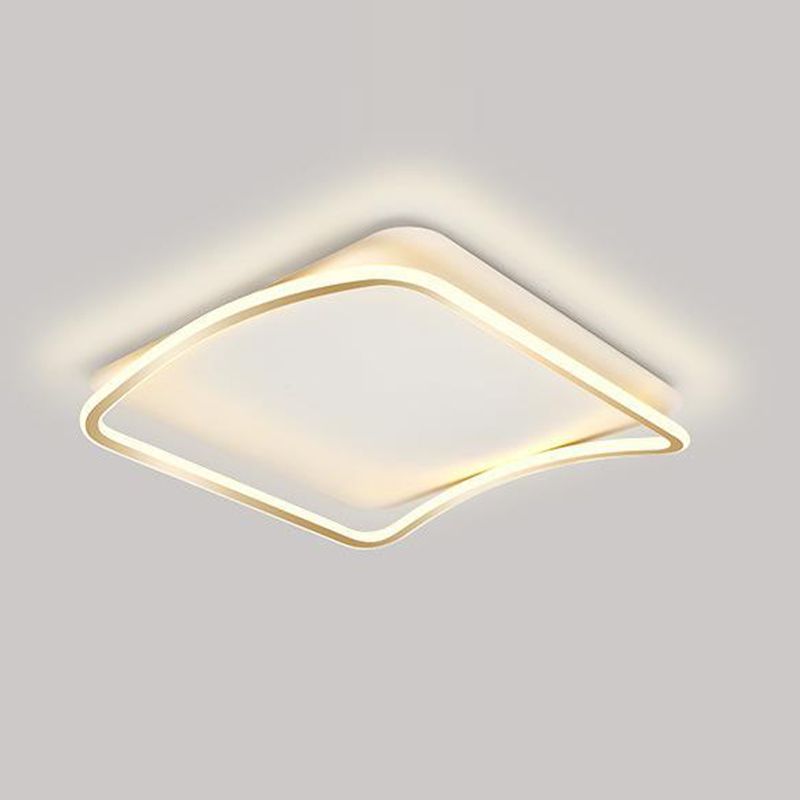 Minimalism Ceiling Lighting Metal LED Flush Mount Fixture in Gold for Bedroom