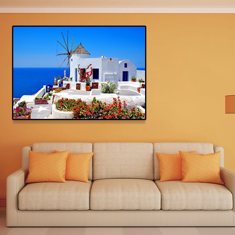 Photograph Coastal Canvas Wall Art Beach Scenery in Light Color for Sitting Room