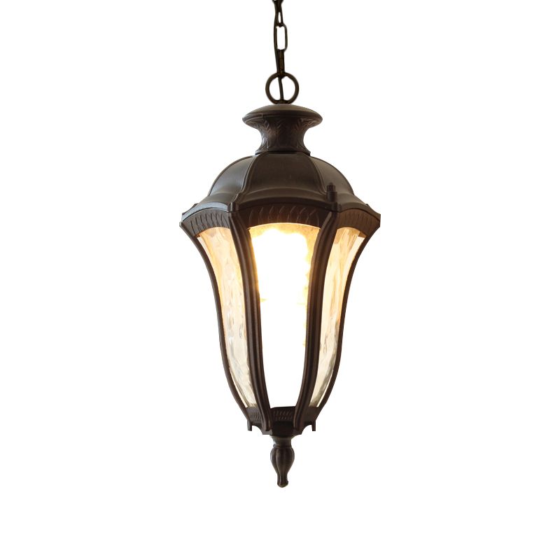 Boerderij urn gevormde hanglampverlichting 1 licht helder kuile ​​kuiltje glazen plafond hang armatuur in donkere koffie