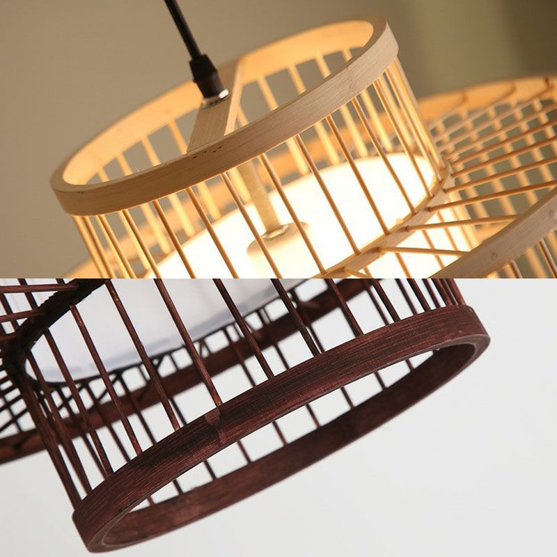 Lámpara de colgante de linterna del palacio chino bambú 1 sala de estudio de la cabeza luminato de techo