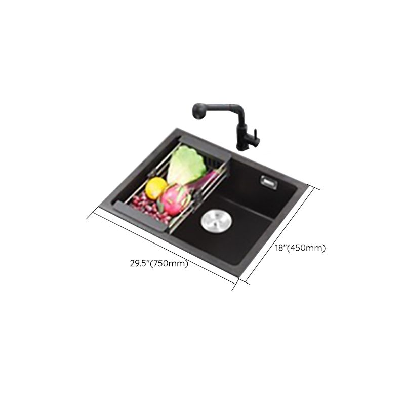 Modern Quartz Sink Black Faucet Kitchen Sink with Adjustable Tray