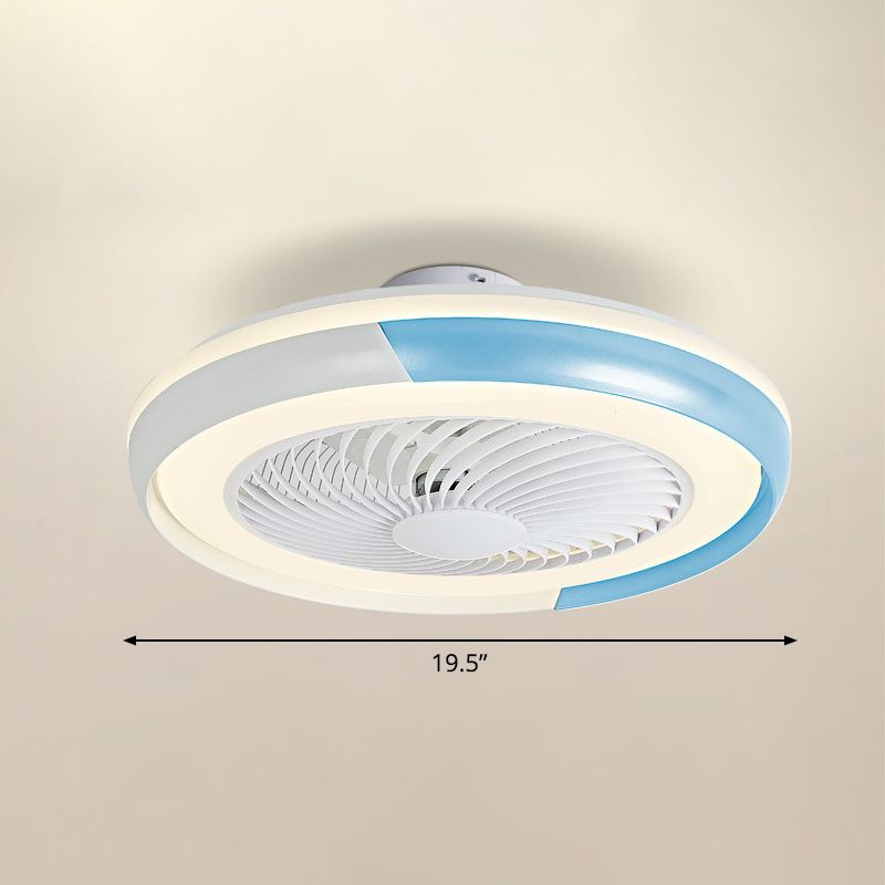 19.5 "de ancho Macaron Round 5 Lámpara de ventilador de techo Acrílico Dormitorio LED LED SEMI FLUSH, control remoto