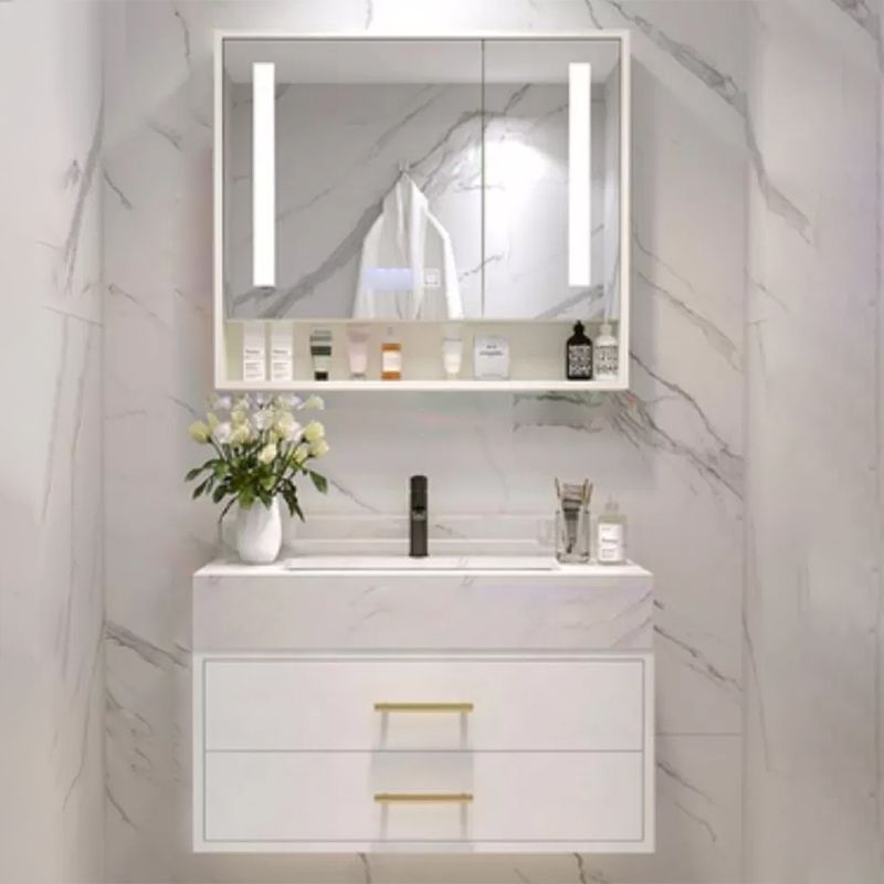 Bathroom Vanity Set Single-Sink Wall-Mounted Mirror Included Drawers Bathroom Vanity