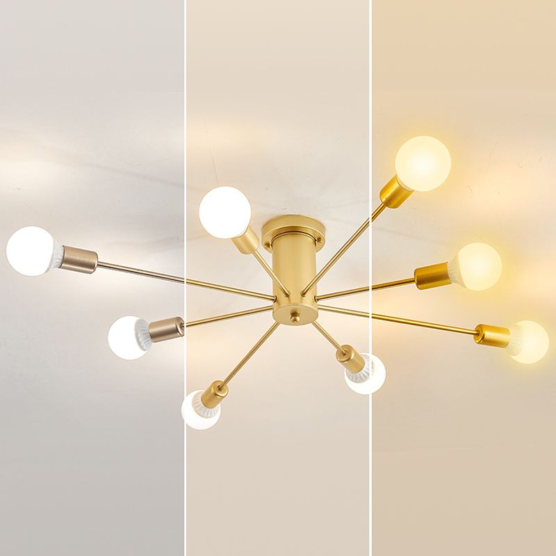 Modern Flush Mount Ceiling Light Golden Metal Lighting for Home