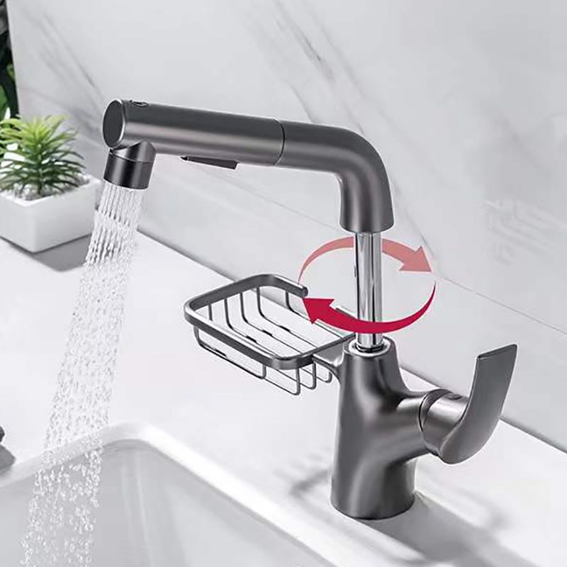 Lever Handles Sink Faucet Circular Swivel Spout Brass Bathroom Sink Faucet