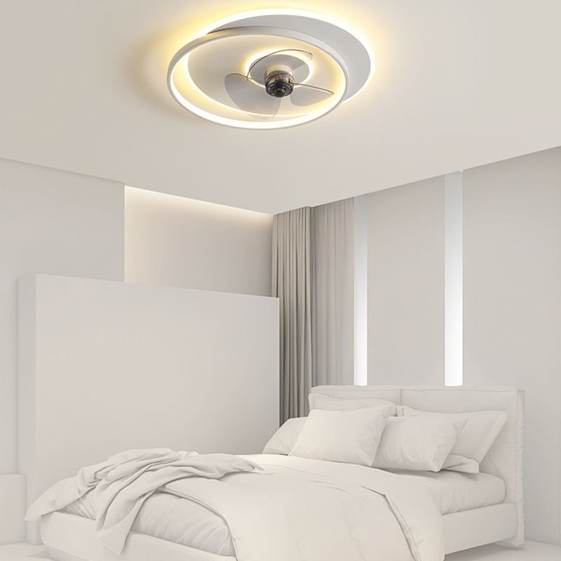 3-Blade Contemporary Ceiling Fan White/Black Fan with Light for Living Room