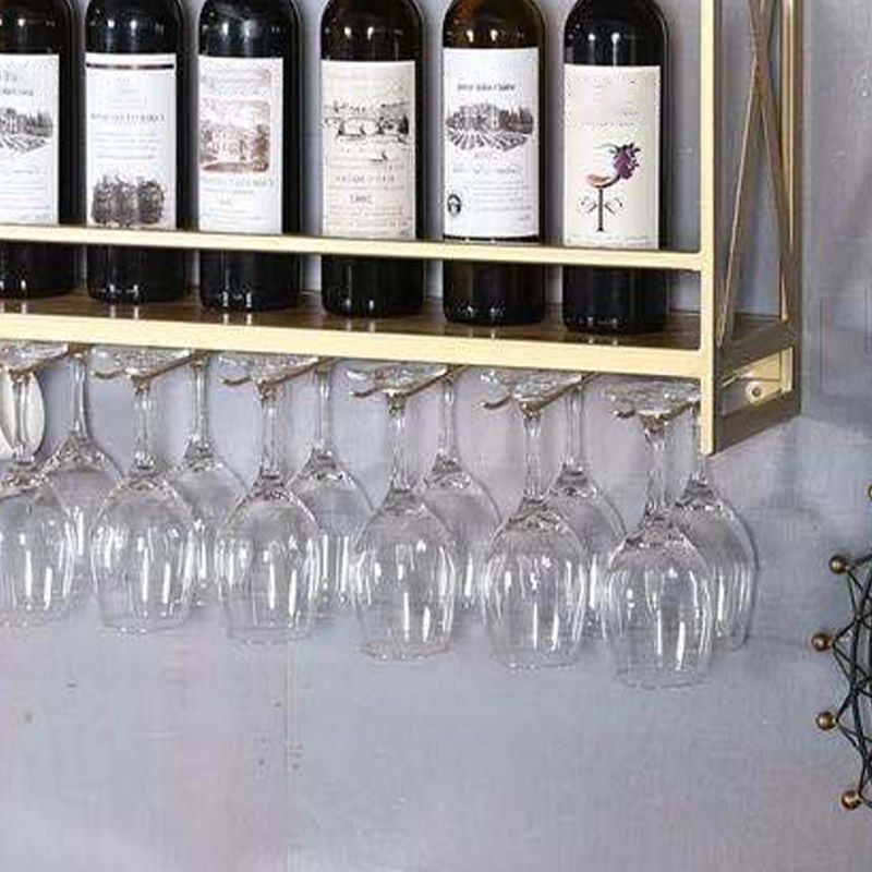 Steel Wine Rack Modern Wall Mounted Wine Holder Rack with Shelf