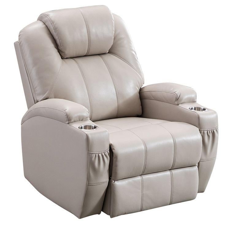 Contemporary Home Theater Recliner With Cup Holders and Arms