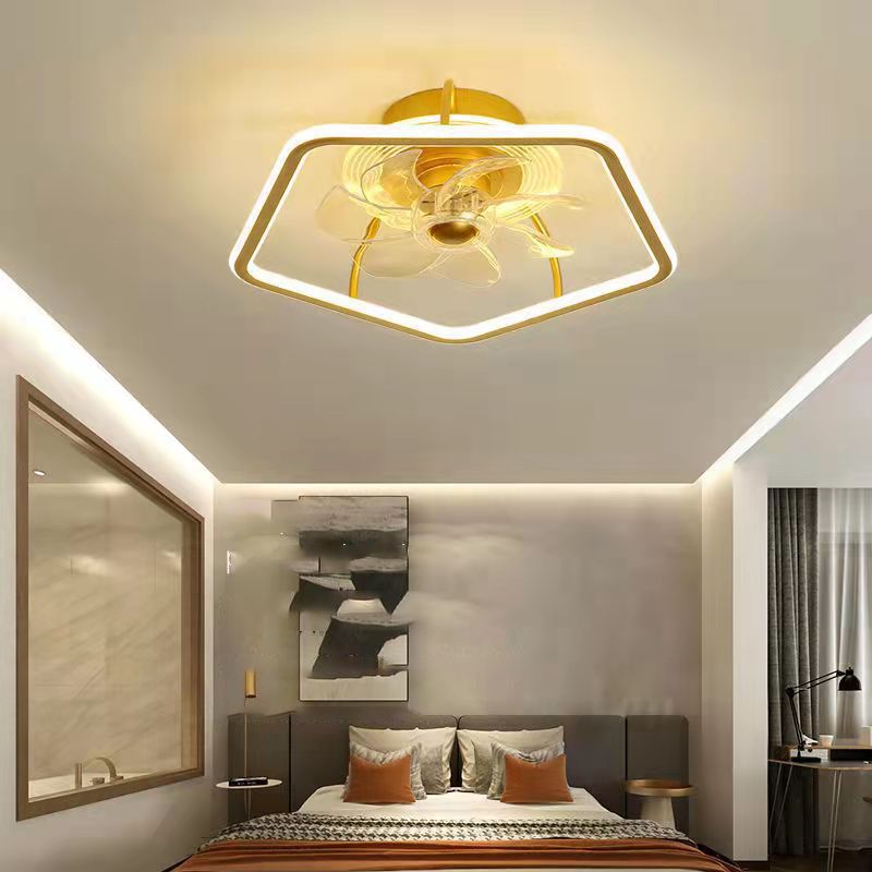 Ventilateurs de plafond LED en or acrylique dans le style de plafond en fer forgé pour enfants pour chambre à coucher