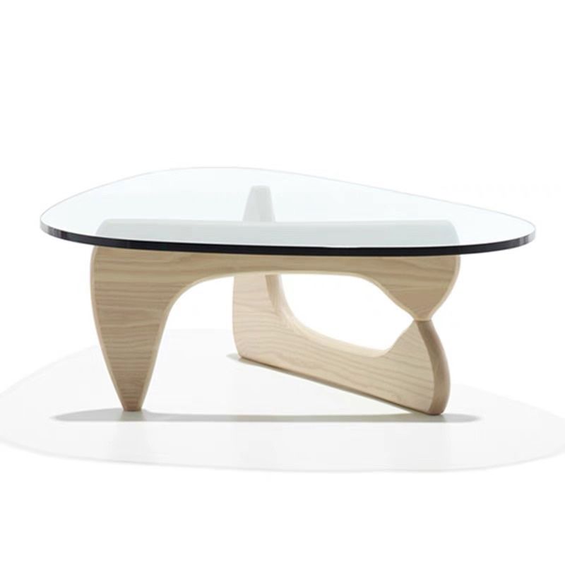 Abstract Base Design Wood/brown/black Solid Wood Tempered Glass Countertops Side Table