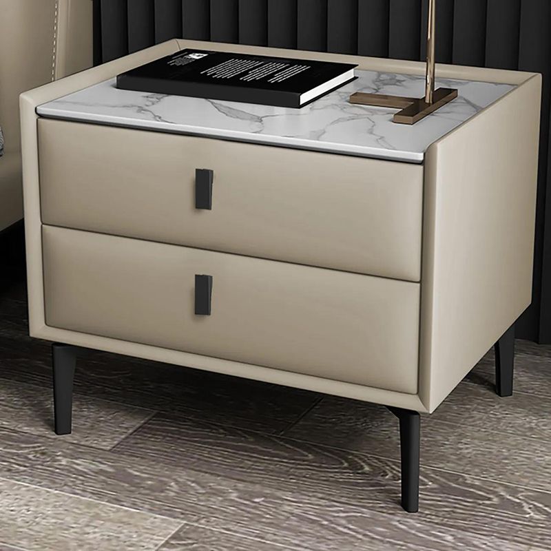 2 Drawer Contemporary Accent Table Nightstand Antique Finish Nightstand