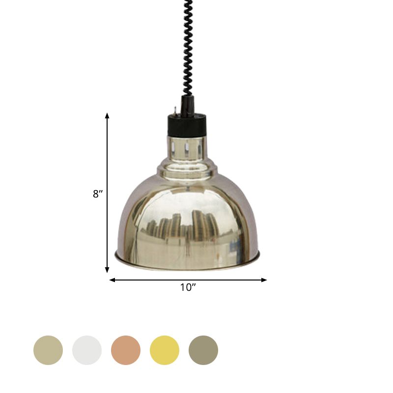 Lumière de suspension dôme élégante rétro extensible 1 Éclairage pendentif en métal de tête en bronze / cuivre pour intérieur