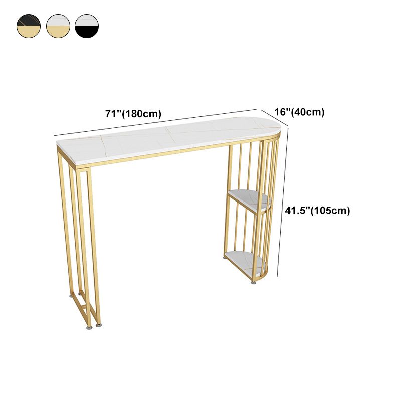 Stone Top Bar Table Contemporary Bar Dining Table with Sled Base