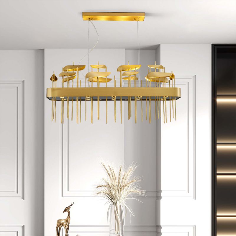 Gold Leaf Shaped Suspension Lighting Post-Modern Stainless Steel Chandelier for Dining Room