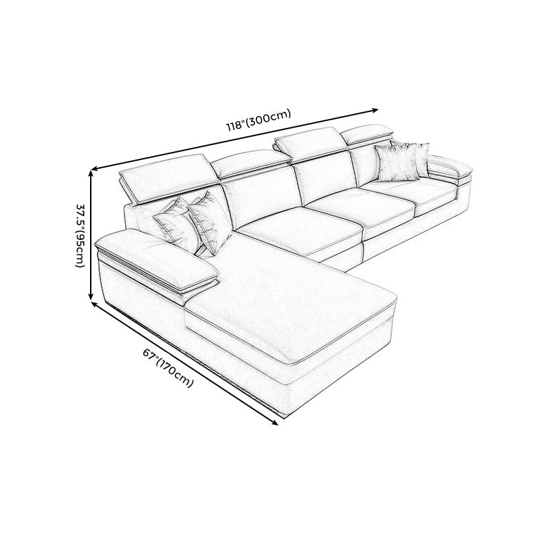 Fabric Pillow Top Arm Sofa 118.11"Lx 66.93"W x 37.4"H Cushion Back Sectionals with Chaise