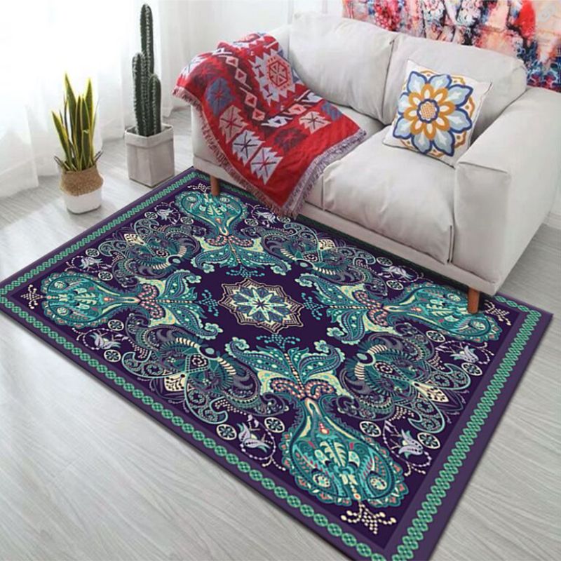 Yellow Bohemian Carpet Polyester Graphic Carpet Non-Slip Backing Carpet for Living Room