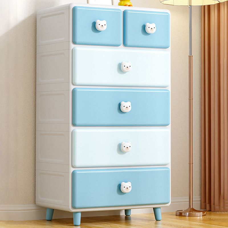 Contemporary Vertical Nursery Dresser Plastic Kids Nightstand with Drawers