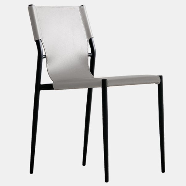 Minimalist Leather Dining Chairs Armless Solid Back Chairs for Kitchen