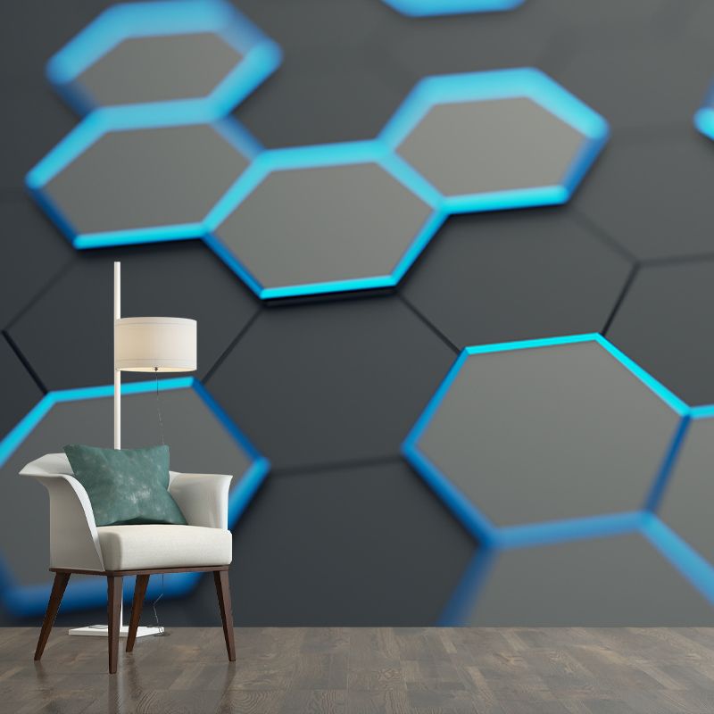 Cool 3D Honeycomb Wallpaper Mural for Bedroom Geometrical Wall Covering, Size Optional