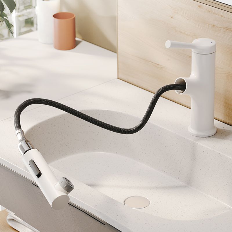 Vessel Sink Bathroom Faucet Lever Handle Low Arc with Pull down Sprayer