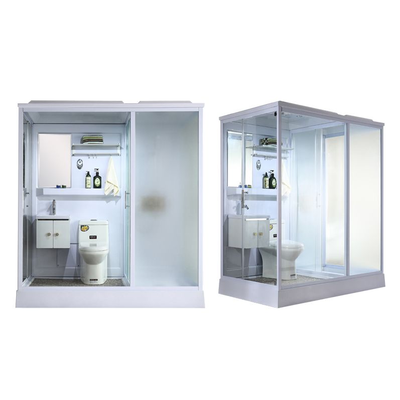 Framed Tempered Glass Shower Kit Included Framed Shower Stall in White without Toilet