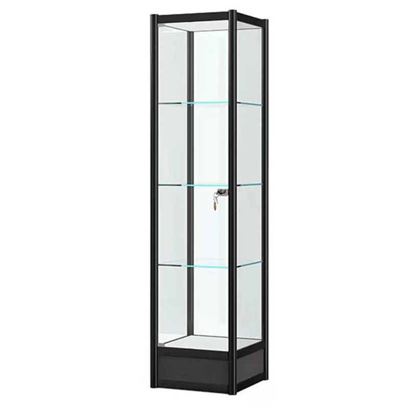 Modern Black China Cabinet Metal Curio Cabinet with Glass Shelves