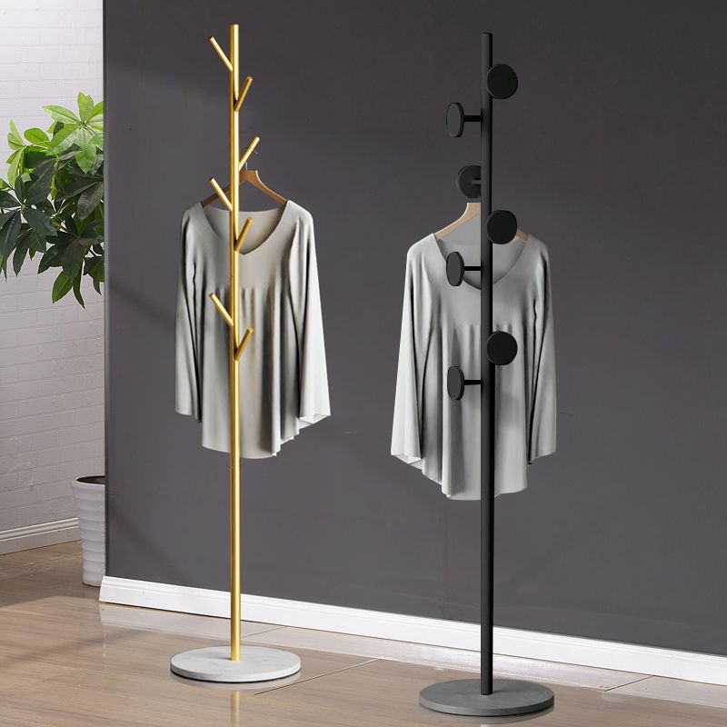 Contemporary Coat Rack Round Marble Bottom Metal Coat Hanger