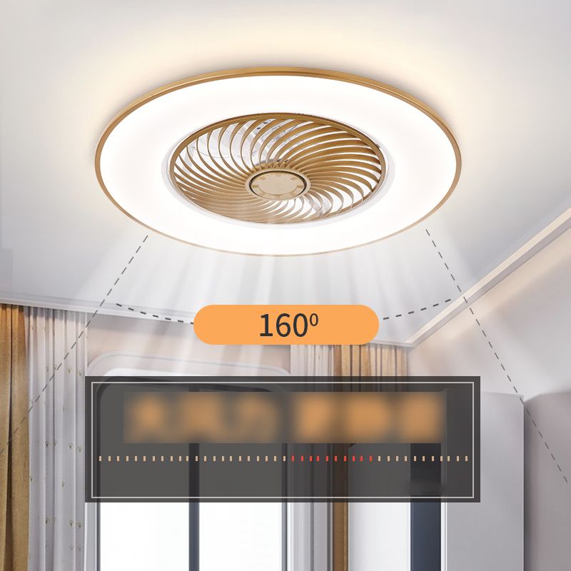 Simplicidad moderna Ventilador de techo LED Luz de hierro forjado Montaje circular con tono acrílico