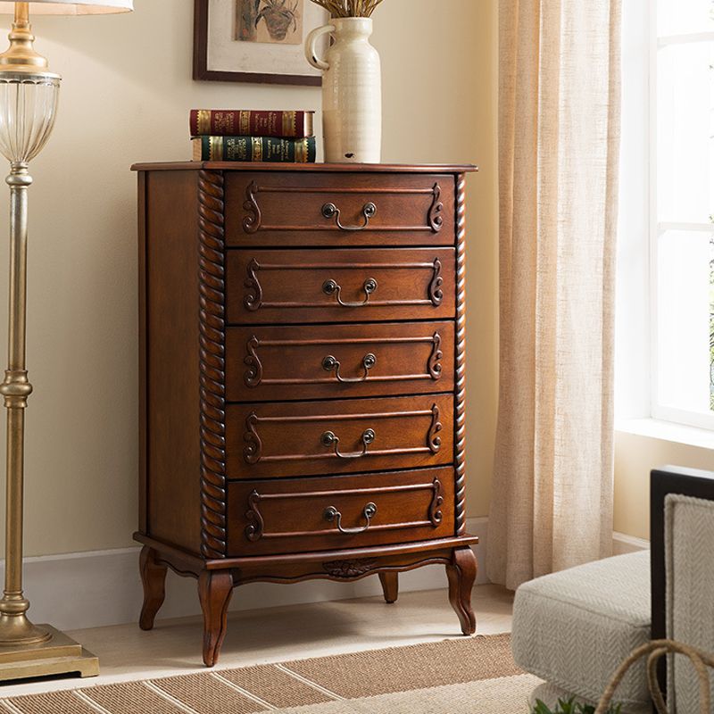 American Traditional Wood Lingerie Chest Brown Bedroom Vertical Dresser